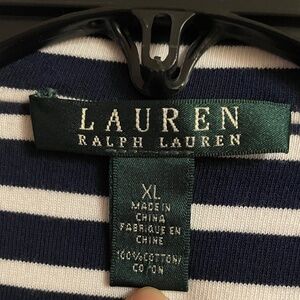 Ralph Lauren Classic Stripe Jacket Blazer Women's Pockets 100% Cotton Sz XL